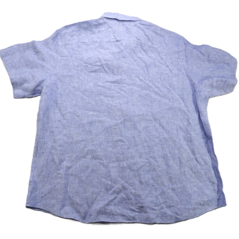 UNTUCKit Valente WR Short Sleeve Button Down 100% Linen Shirt Men XL Blue Casual - Picture 2 of 16
